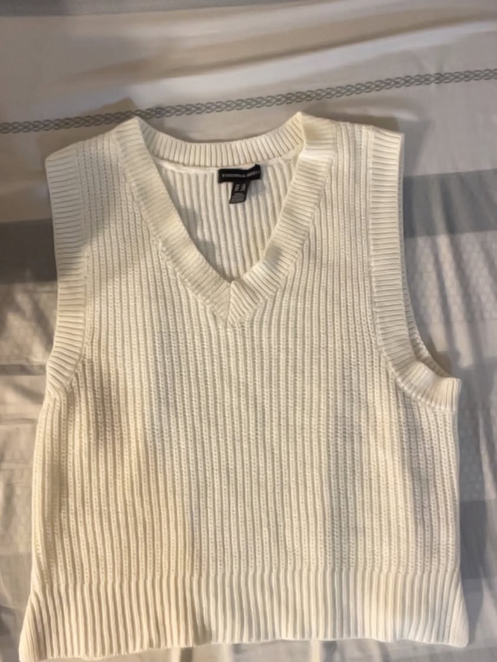 Streetwear Society Cream Ribbed Knit Vest